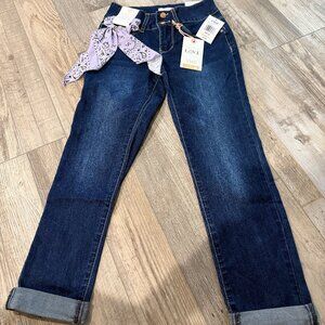 YMI Jeans Anklet Cuff Girls Size 10 NWT Purple Bandana Hair Scrunchie Dark Wash